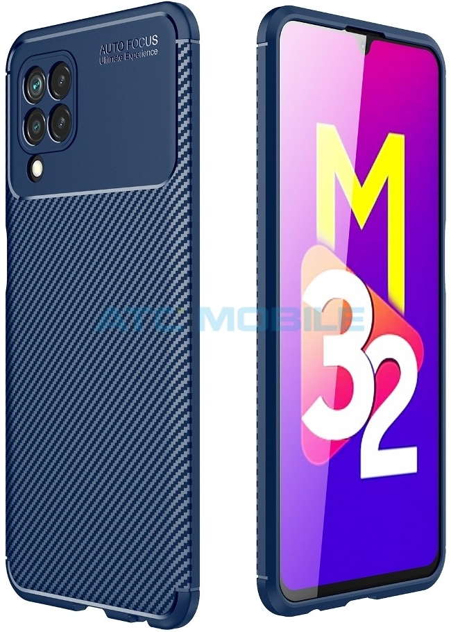 Pouzdro Shockproof Carbon Fiber Samsung Galaxy M32 SM-M325 modré