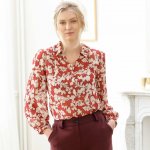 Šifonová halenka s potiskem květin bordó – Zboží Mobilmania