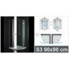 Sprchové kouty Aquatek CRYSTAL S3 90x90 cm čtvrtkruhový sprchový kout s jedněmi otevíracími dveřmi