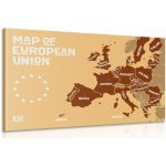 Obraz naučná mapa s názvy zemí evropské unie v odstínech hnědé - 30x20 – Hledejceny.cz