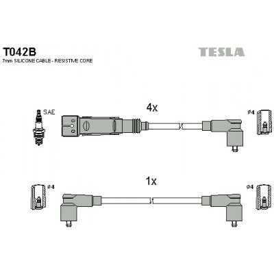 TESLA Sada kabelů pro zapalování T042B – Hledejceny.cz