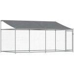 vidaXL Klec pro psy se střechou a dvířky šedá 400 x 200 x 200 cm – HobbyKompas.cz
