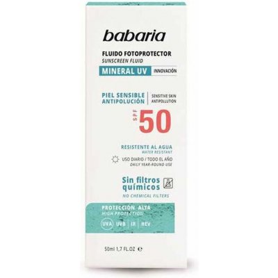 Babaria Sun Face ochranný fluid bez chemických filtrů na obličej SPF50 50 ml – Zboží Mobilmania