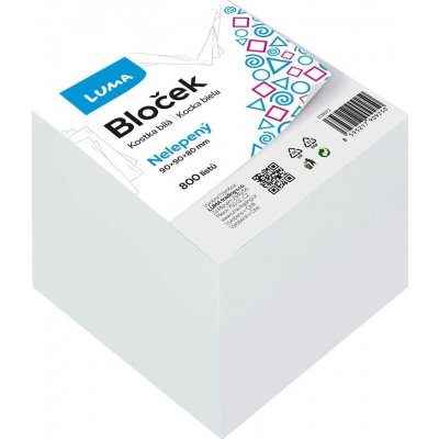 LUMA Bloček kostka nelepená bílá 90 x 90 x 80 mm – Hledejceny.cz