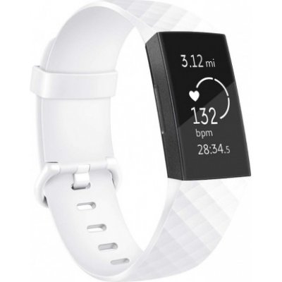 BStrap Silicone Diamond Large řemínek na Fitbit Charge 3 / 4, white SFI008C11 – Hledejceny.cz