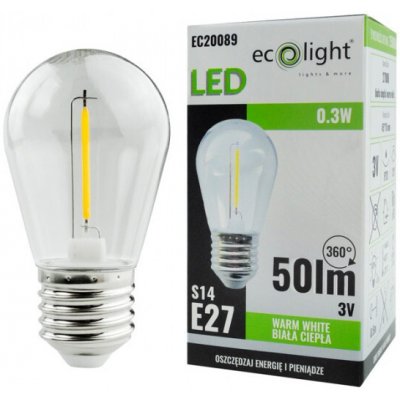 Eco Light LED žárovka E27 S14 0,3W 2700K 3V teplá bílá EC20089 – Hledejceny.cz