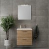 Koupelnový nábytek EBS Tami Skříňka s umyvadlem 60 cm, zrcadlem a osvětlením, světlý ořech select