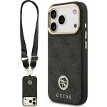 Guess - 4G Strass Logo s Big Strap Metal Button MagSafe pouzdro pro iPhone 17 Pro - černé – Zboží Mobilmania