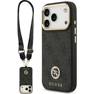 Guess - 4G Strass Logo s Big Strap Metal Button MagSafe pouzdro pro iPhone 17 Pro - černé – Zboží Mobilmania