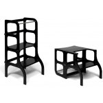 STEP’n’SIT Montessori učící věž stoleček 2v1 černá Stříbrná – Zbozi.Blesk.cz