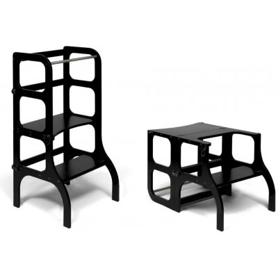 STEP’n’SIT Montessori učící věž stoleček 2v1 černá Stříbrná – Zbozi.Blesk.cz