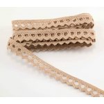 Bavlněná paličkovaná krajka - s obloučky - tmavá béžová - šířka 1 cm – Zboží Dáma