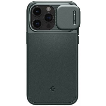 Spigen Optik Armor MagFit odolný s posuvnou krytkou kamery a MagSafe iPhone 15 Pro Max - tmavě zelené