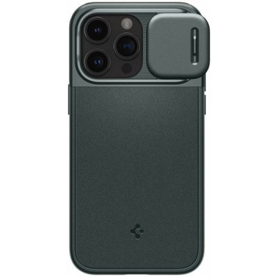 Spigen Optik Armor MagFit odolný s posuvnou krytkou kamery a MagSafe iPhone 15 Pro Max - tmavě zelené – Zboží Mobilmania