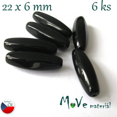 České hranaté olivky 22x6mm 6ks, černé – Zboží Dáma