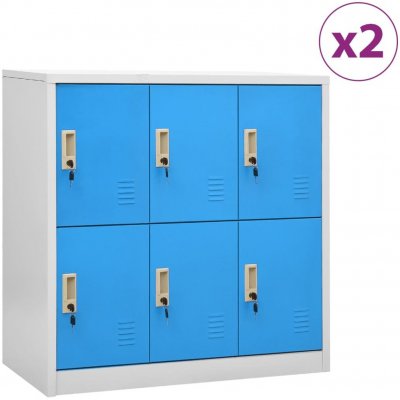 Omaxi Uzamykatelné skříně 2 ks světle šedé a modré 90x45x92,5 cm ocel 847749 – Hledejceny.cz