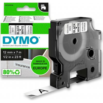 Dymo D1 S0720530 - originální polyesterová páska - 12 mm × 7 m, černo-bílá – Zboží Živě