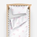 Goldea dětské bavlněné povlečení do postýlky růžové mašličky 100 x 135 cm 40 x 60 cm – Zboží Mobilmania