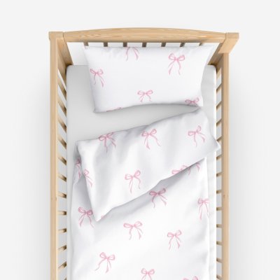 Goldea dětské bavlněné povlečení do postýlky růžové mašličky 100 x 135 cm 40 x 60 cm – Zboží Mobilmania