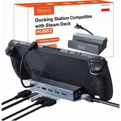 Zenwire Dokovací stanice Steam Deck, ROG ALLY DEX, 6v1 HUB, USB-C, HDMI, 4K Ethernet, HUB62 – Zboží Mobilmania