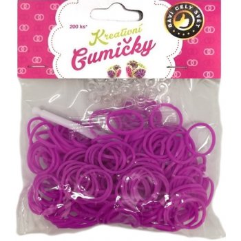 Loom Bands pletací gumičky fialové 200ks + háček