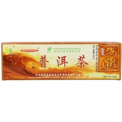 Meridian Čínský červený čaj Pu-Erh na hubnutí lisovaný v kostce 125 g