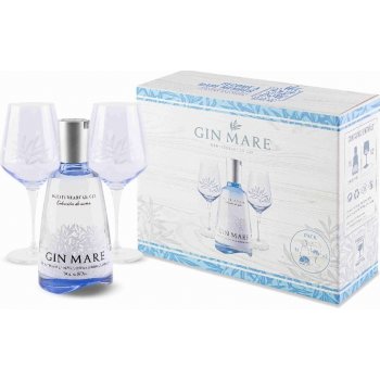 Mare box Gin 42,7% 0,7 l (dárkové balení 2 skleničky)