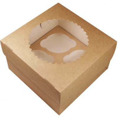 EcoRevolution Obaly Papírová krabička EKO na muffiny 160x160x100 mm hnědá s okénkem bal : 25