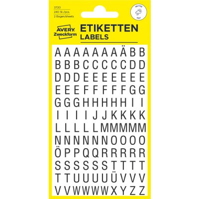 Avery Zweckform 3720 Samolepicí písmenka, 6,5 mm, 240 ks, černé na bílé fólii – Hledejceny.cz