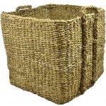 Vingo Hranatý úložný koš z mořské trávy 47 x 47 v. 45 cm s uchy – Zboží Dáma