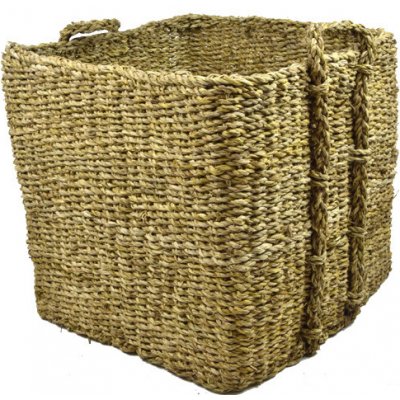 Vingo Hranatý úložný koš z mořské trávy 47 x 47 v. 45 cm s uchy – Zboží Dáma