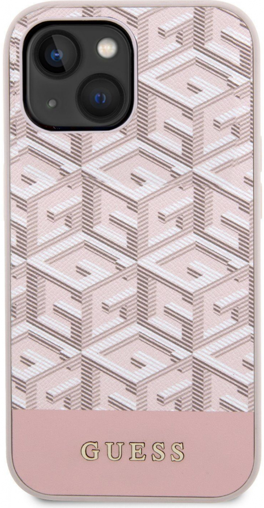 Pouzdro Guess PU G Cube MagSafe Kompatibilní iPhone 13 růžové