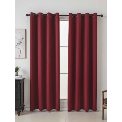 MKLuzkoviny.cz Blackout závěsy Elias vínová – 140 × 250 cm (2 ks) - kroužky – Sleviste.cz