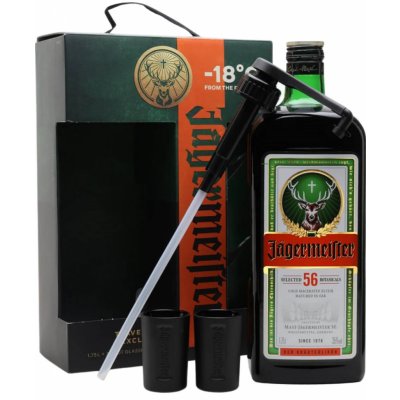 Jägermeister Party Pack 35% 1,75 l (dárkové balení pumpička 2 panáky) – Zboží Dáma