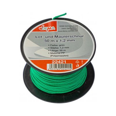 DEMA Zednická šňůra PP 1,2 mm / 50 m, zelená 22421D – Zboží Mobilmania
