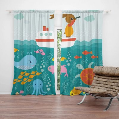 Sablio Závěs Mořský svět: 2ks 140x250cm – Hledejceny.cz