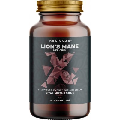 BrainMax Lion's Mane Hericium extrakt, 50% polysacharidů a 20% glukanů beta-1,3/1,6 D-glukanů, 500 mg, 100 rostlinných kapslí – Zbozi.Blesk.cz
