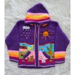 Dětský ručně vyšívaný svetr v Peru fialový – Zboží Dáma