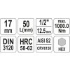 Bity Compass Nástavec 1/2" bit Imbus H17 YT-04388