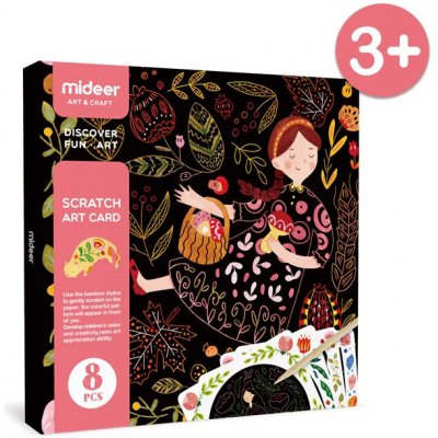 MiDeer Vyškrabávací obrázky Dívky a zvířata 8ks – Zboží Dáma