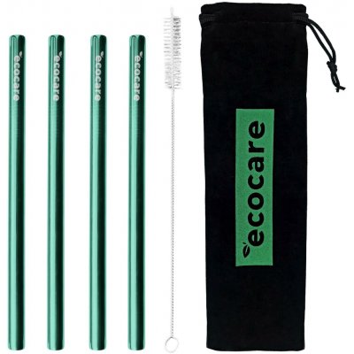 Ecocare ekologická kovová brčka Maxi Green 21,5 × 1,2 cm 4 ks – Zboží Dáma