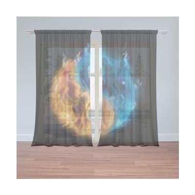 Sablio Záclony Ohnivé jin a jang: 2ks 150x250cm – Hledejceny.cz