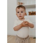 Dětské triko s krátkým rukávem z merino vlny a hedvábí krémové Cosilana – Sleviste.cz