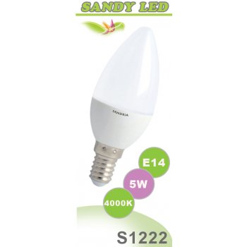 Sandy LED žárovka LED E14 C37 S1222 5W Neutrální bílá