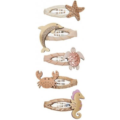 MIMI & LULA Sponky do vlasů Ocean Life Clic Clacs – set 4 ks, růžová barva, kov, textil – Hledejceny.cz