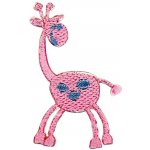 Vyšívané nažehlovací obrázky střední - žirafa růžová – Zboží Dáma