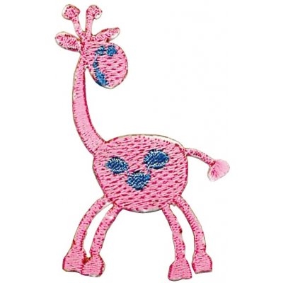 Vyšívané nažehlovací obrázky střední - žirafa růžová – Zboží Dáma