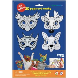 SMT Creatoys Maska škraboška 3D papírová 4ks sova jelen zajíc superhrdina v sáčku 22x32 5x2cm