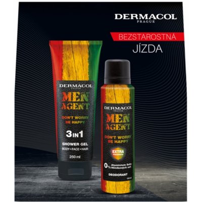 Dermacol Men Agent Don´t Worry be Happy 3v1 sprchový gel na tělo, vlasy a tvář 250 ml + deodorant sprej 150 ml, kosmetická sada pro muže – Zbozi.Blesk.cz