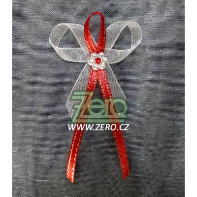 Vonička (vývazek) svatební - bordó-zlatá s perlovým květem – Sleviste.cz
